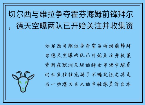 切尔西与维拉争夺霍芬海姆前锋拜尔，德天空曝两队已开始关注并收集资料
